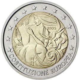 Example of a €2 commemorative side Example of a €2 commemorative side