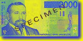 2,000 Belgian franc banknote frontside 2,000 Belgian franc banknote frontside