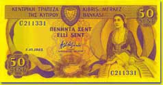 50 Cyprus cent banknote frontside 50 Cyprus cent banknote frontside