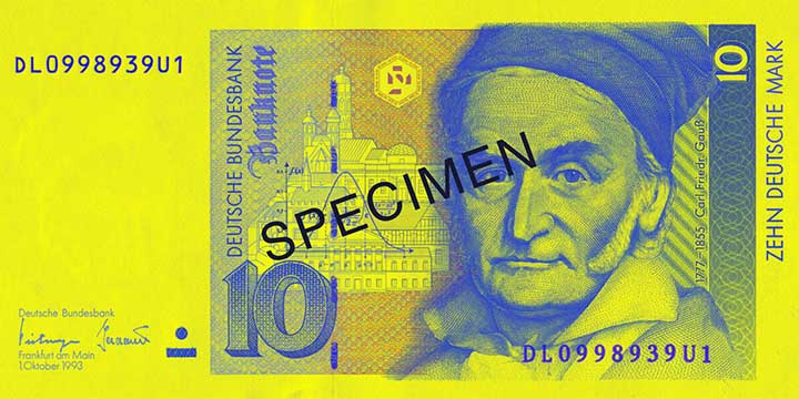 10 Deutsche Mark banknote frontside 10 Deutsche Mark banknote frontside