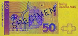 50 Deutsche Mark banknote backside 50 Deutsche Mark banknote backside