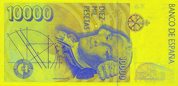 Reversul bancnotei de 10 000 de pesete