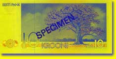 10 kroon banknote backside 10 kroon banknote backside