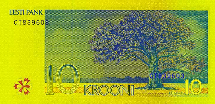 10 kroon banknote backside 10 kroon banknote backside
