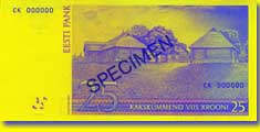 25 kroon banknote backside 25 kroon banknote backside