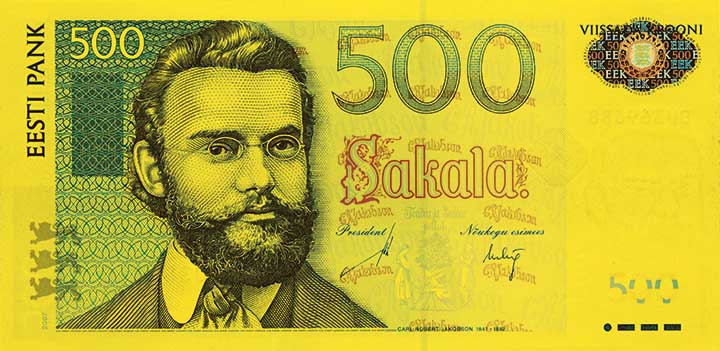 500 kroon banknote frontside 500 kroon banknote frontside
