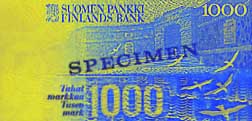 1,000 markka banknote backside 1,000 markka banknote backside