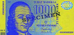 1,000 markka banknote frontside 1,000 markka banknote frontside