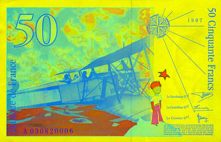 50 French franc banknote backside 50 French franc banknote backside