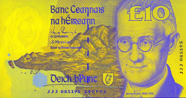 10 Irish pound banknote frontside 10 Irish pound banknote frontside