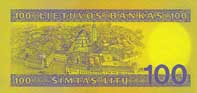 100 litas banknote backside 100 litas banknote backside