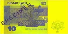 10 lats banknote backside 10 lats banknote backside