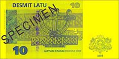 10 lats banknote backside 10 lats banknote backside