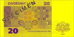 20 lats banknote backside 20 lats banknote backside