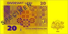 20 lats banknote backside 20 lats banknote backside