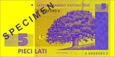 5 lats banknote frontside 5 lats banknote frontside