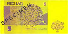 5 lats banknote backside 5 lats banknote backside