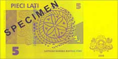 5 lats banknote backside 5 lats banknote backside