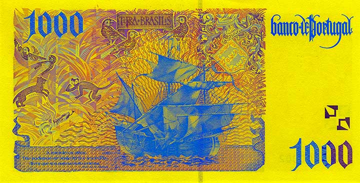 1,000 escudo banknote backside 1,000 escudo banknote backside