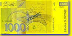 1,000 Slovenian tolar banknote backside 1,000 Slovenian tolar banknote backside